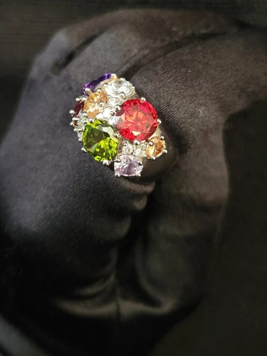 Nataliya V Collister Jewelry - Vtg Nataliya V Collister NVC Multi-color Gems Bold Statement Cocktail Ring Sz 9